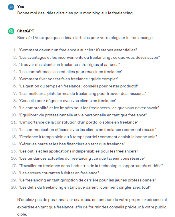 Freelances : comment utiliser ChatGPT pour votre site web