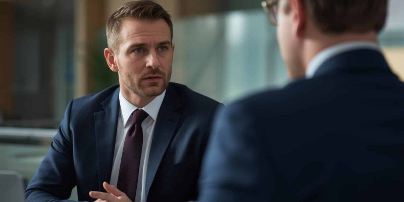 CONSULTANT QUI DISCUTE AVEC UN BANQUIER