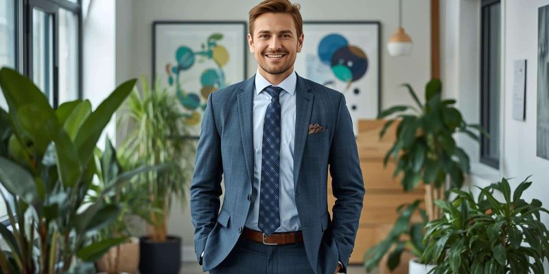 homme costume gris